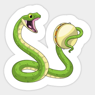 Snake Musician Tambourine Music Sticker